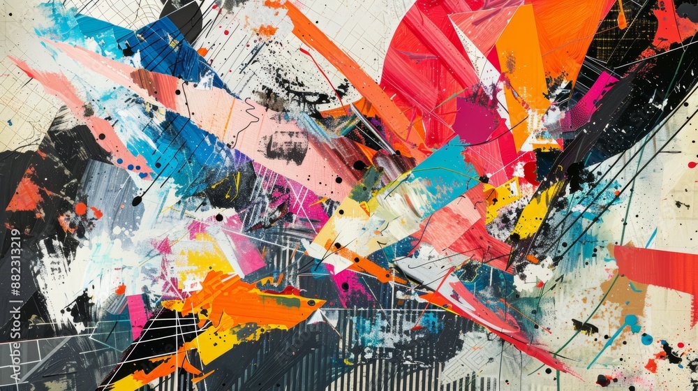 Fototapeta premium chaos collage art, embrace energy and creativity with the chaos collage print, celebrating imperfection with its spontaneous beauty