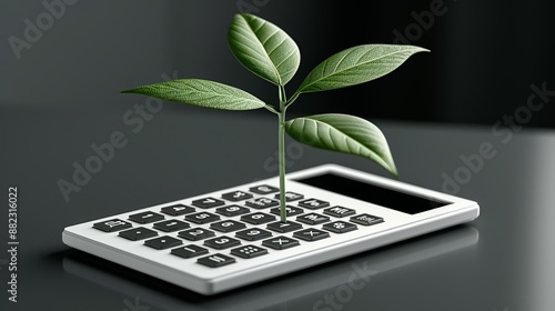 Conceptual illustration of a carbon footprint calculator, encouraging individuals and businesses to measure their environmental impact. Illustration, Image, , Minimalism,