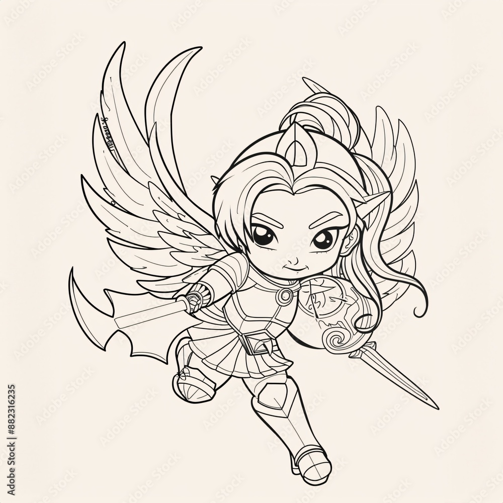 Cute Valkyrie - A Cartoon Character With Wings And Wings Cute Valkyrie - A Cartoon Character With Wings And Wings