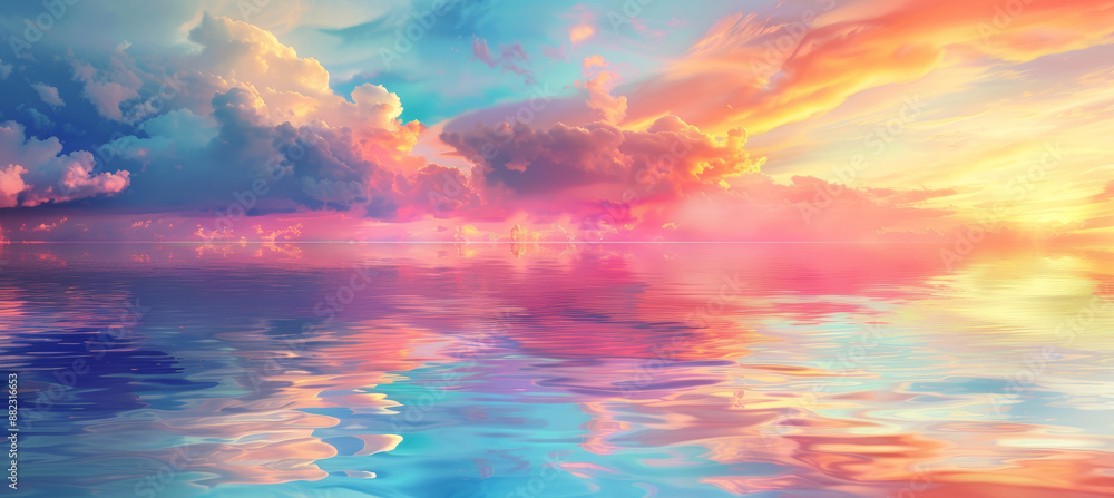 Fototapeta premium Vibrant Sky Reflection, Abstract Digital Art