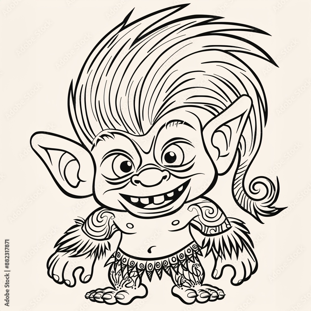 Cute Mythical Troll - A Cartoon Troll With Long Hair Cute Mythical Troll - A Cartoon Troll With Long Hair