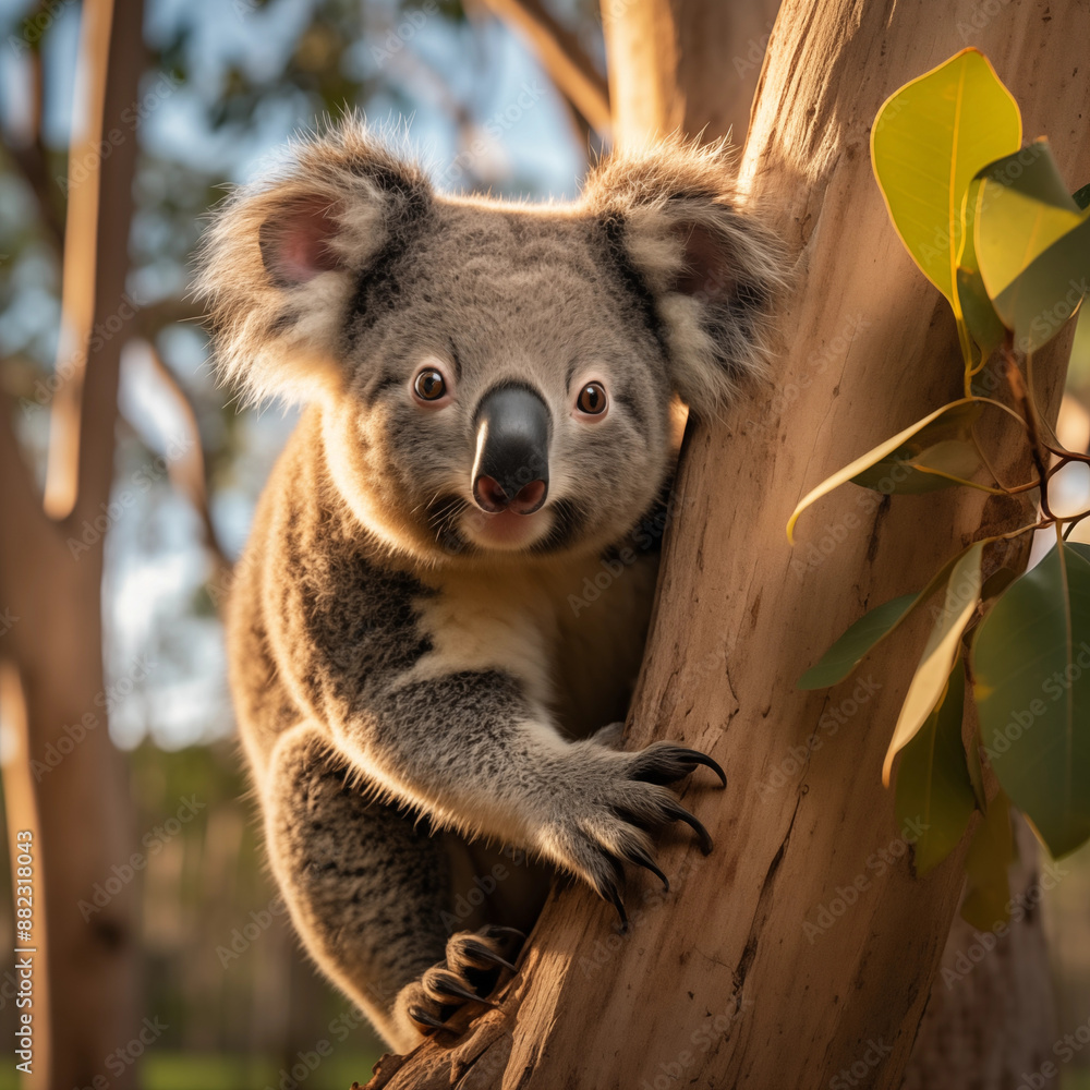 Obraz premium A koala climbing a tree