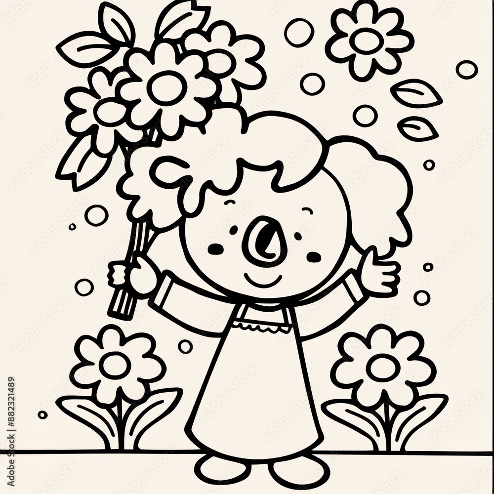 Obraz premium Koala Bear - A Cartoon Character Holding Flowers