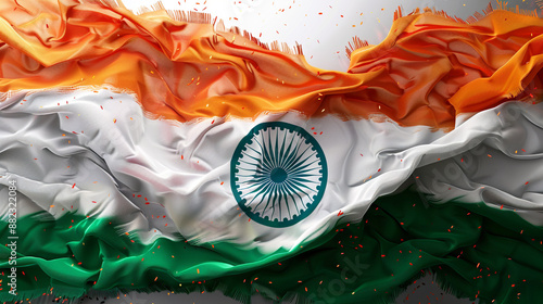 Transparent background Indian flag with top and bottom copy space