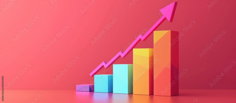 Upward Trend, Colorful Bar Graph with Arrow Upward Trend, Colorful Bar Graph with Arrow