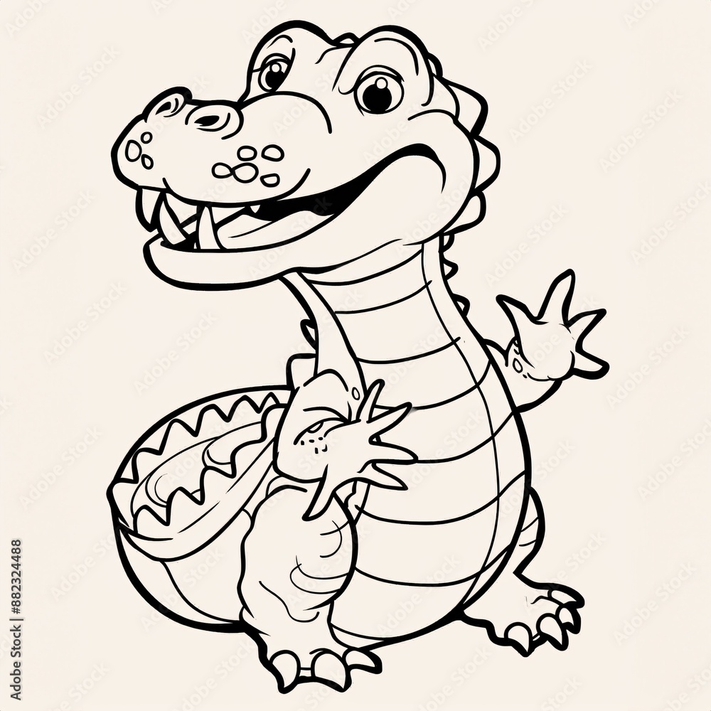 Naklejka premium Mild Looking Crocodile - A Cartoon Of A Crocodile