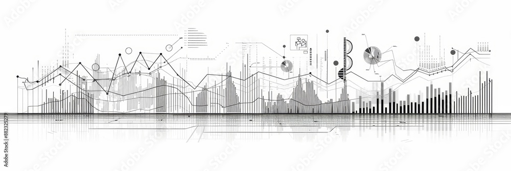 Obraz premium Abstract Data Visualization with Graphs and Charts - Abstract data visualization with graphs and charts representing business and financial data. - Abstract data visualization with graphs and charts r