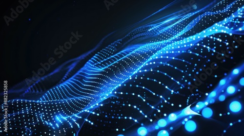 Abstract Blue Lights on Black Background