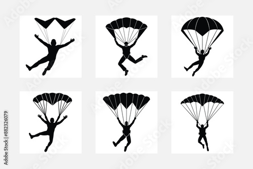 Skydiving icon vector art design set
