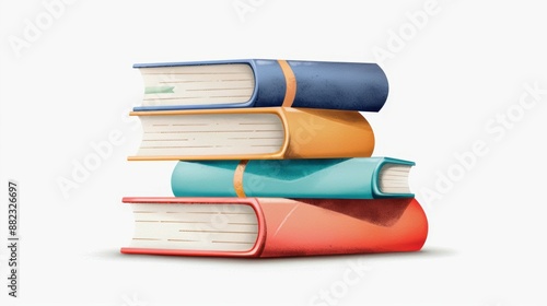 A stack of books with a blue book on top, a red book on the bottom