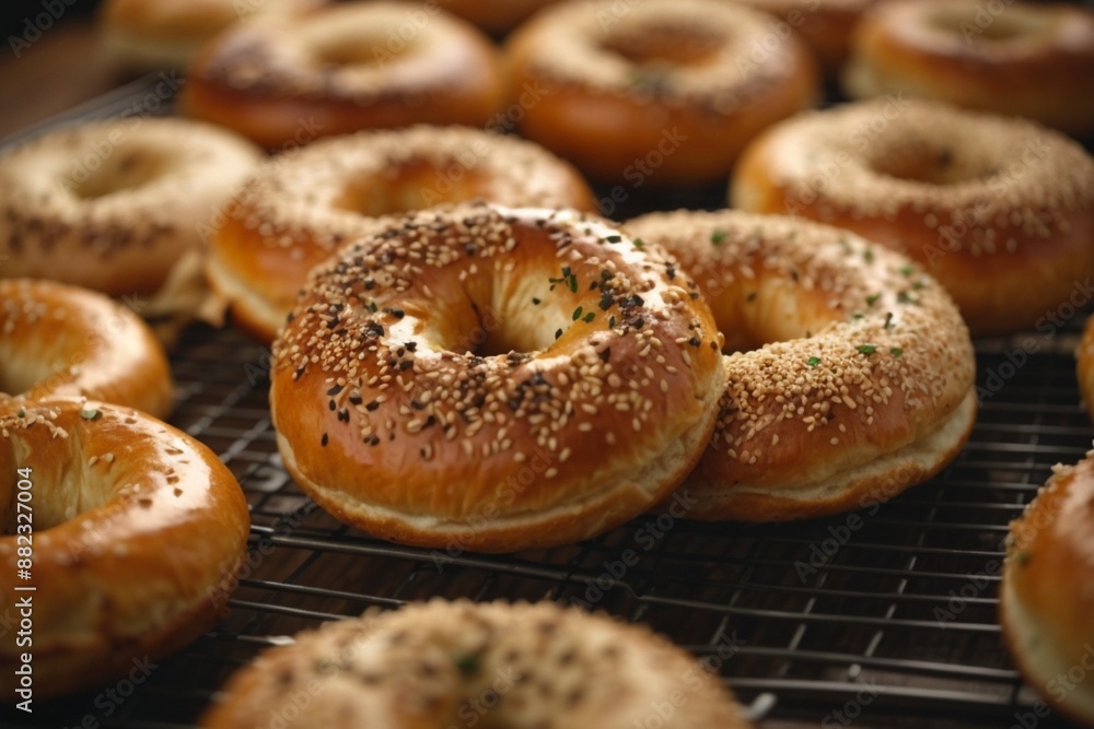 Montreal-style Bagels: Smaller, denser bagels with a slightly sweet flavor, often boiled in honey-sweetened water before baking.
Montreal-style Bagels: Smaller, denser bagels with a slightly sweet flavor, often boiled in honey-sweetened water before baking.