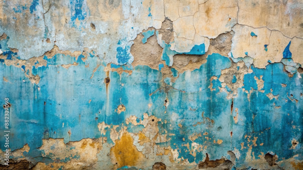 Dull, worn-out concrete wall with faded, peeling blue paint, cracks, and slight graffiti, perfect for urban, grungy visual projects backdrop. Dull, worn-out concrete wall with faded, peeling blue paint, cracks, and slight graffiti, perfect for urban, grungy visual projects backdrop.