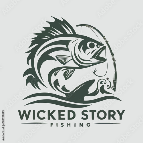 Ai generated vintage typography Wicked story fishing. vector t-shirt design, for tee print