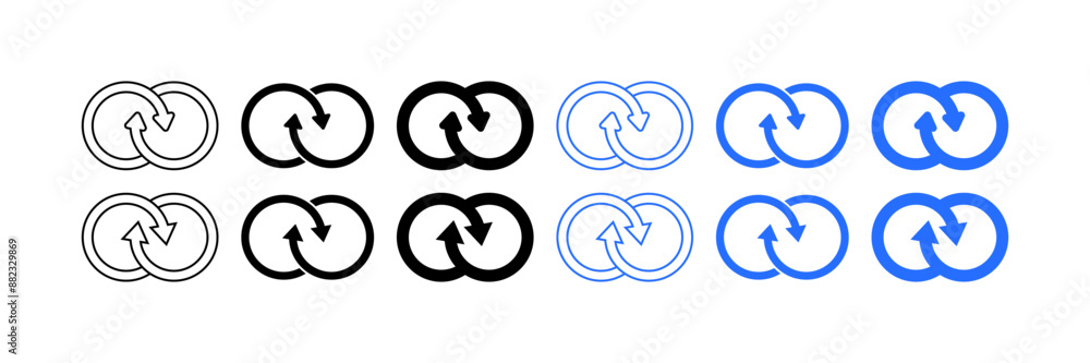 Infinity Sign Set Icons. Arrow Icons. Linear, Silhouette and Flat styles. Vector icons. Infinity Sign Set Icons. Arrow Icons. Linear, Silhouette and Flat styles. Vector icons.