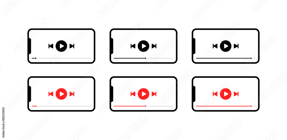 Smartphone set icons. Youtube icons. Flat and Silhouette styles. Vector icons. Smartphone set icons. Youtube icons. Flat and Silhouette styles. Vector icons.