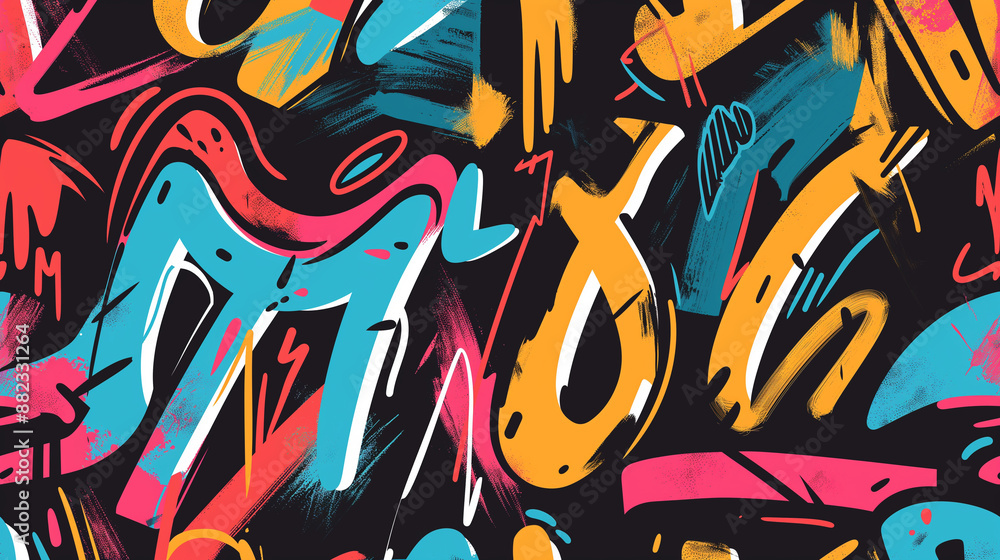 A colorful graffiti art piece with the letters M, T, and G A colorful graffiti art piece with the letters M, T, and G