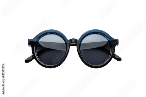 Black Oversized Round Sunglasses Isolated on Transparent Background