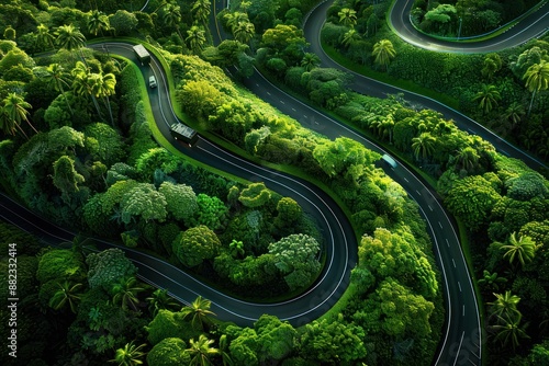 Winding Road Through a Lush Tropical Forest © keenan