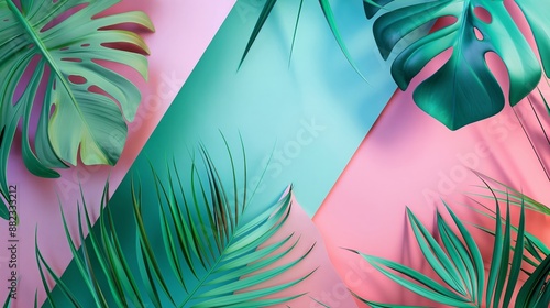 Summer abstract palm leaves background