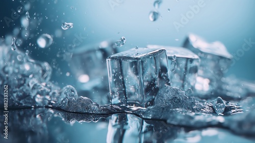 ice cubes in water splash
