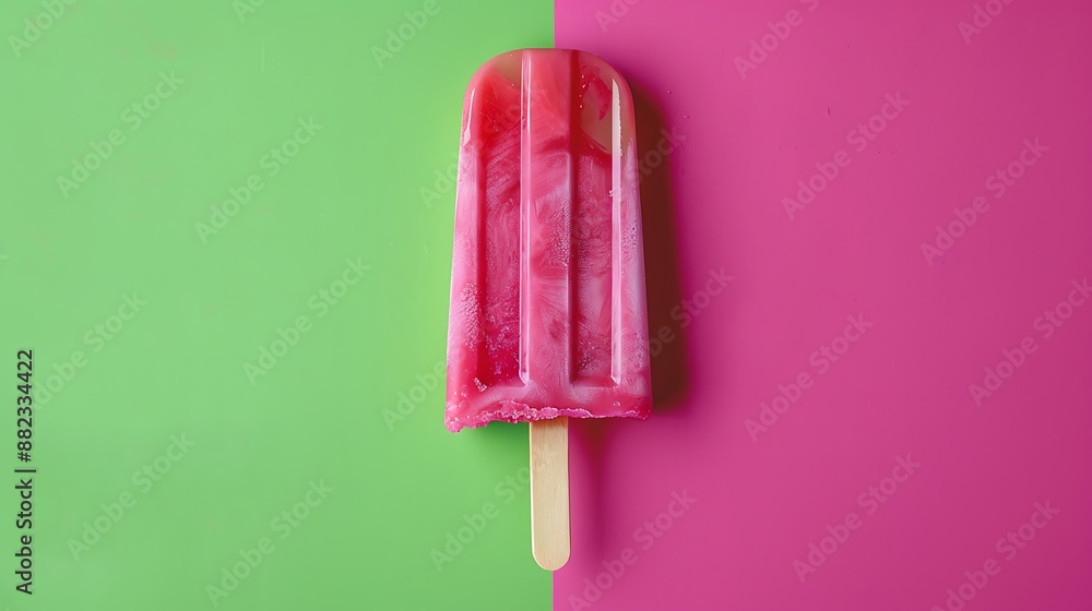 Ice popsicle ice cream on green and magenta background Ice popsicle ice cream on green and magenta background