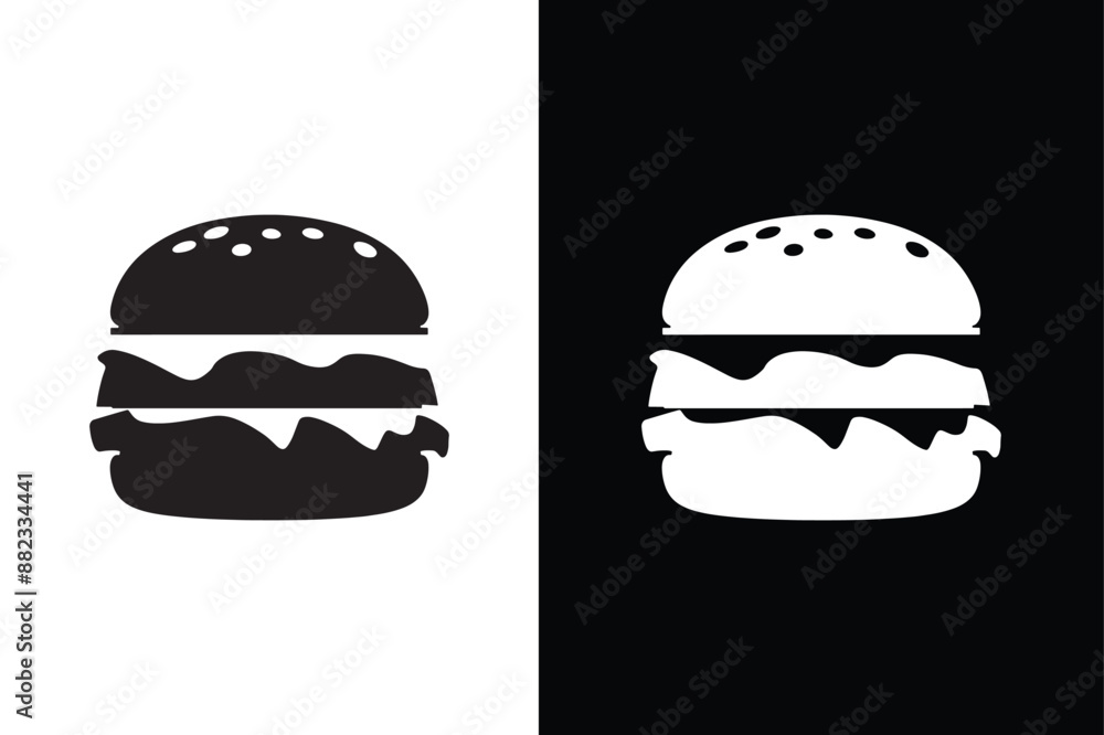Fototapeta premium Burger vector silhouette. Burger icon. Fast food illustration sign collection. food symbol.