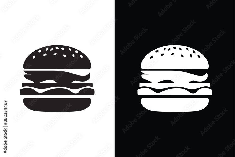 Fototapeta premium Burger vector silhouette. Burger icon vector. Fast food illustration sign collection. food symbol.