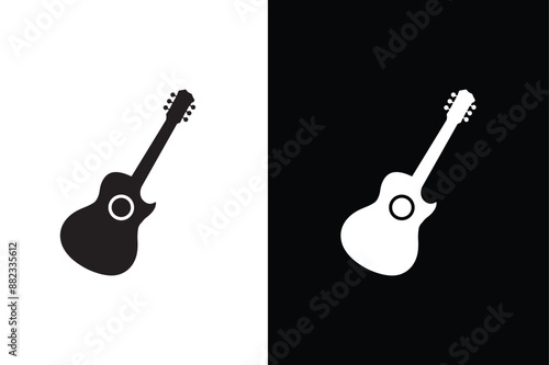 Guitar silhouette. Vector guitars on white black background. Guitar musical instrument flat vector icon for music apps