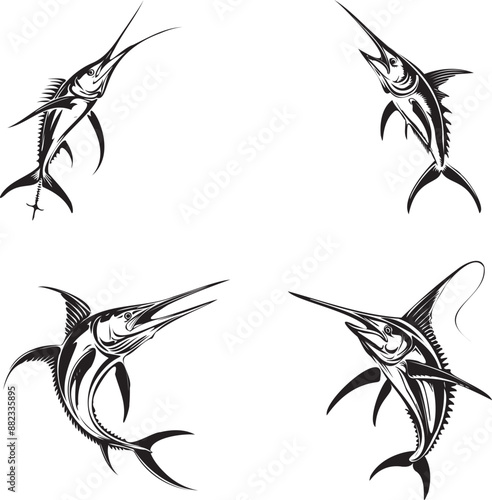silhouette graphic marlin fish 