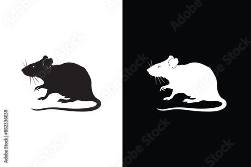 Rat icon logo design illustration. Rat and mouse collection vector silhouette black and white background