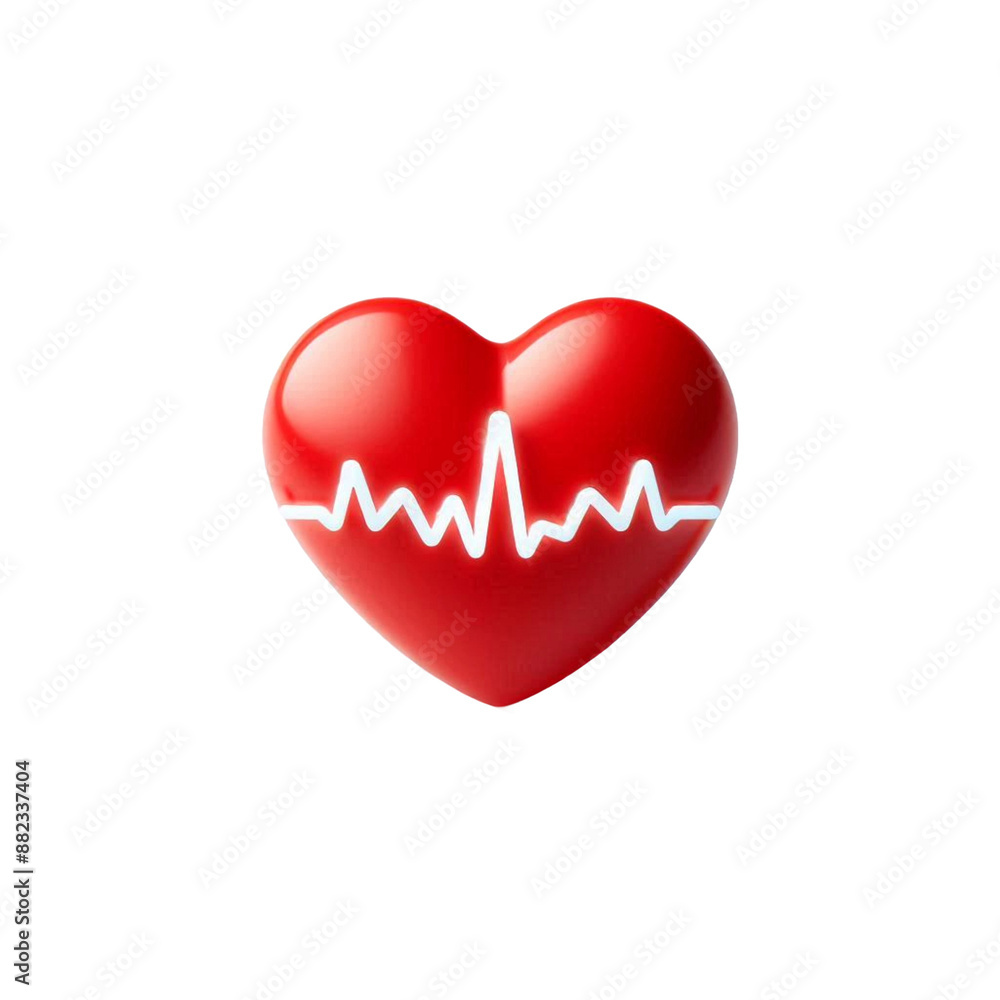 red heart beat isolated on transparent background - Generative AI red heart beat isolated on transparent background - Generative AI