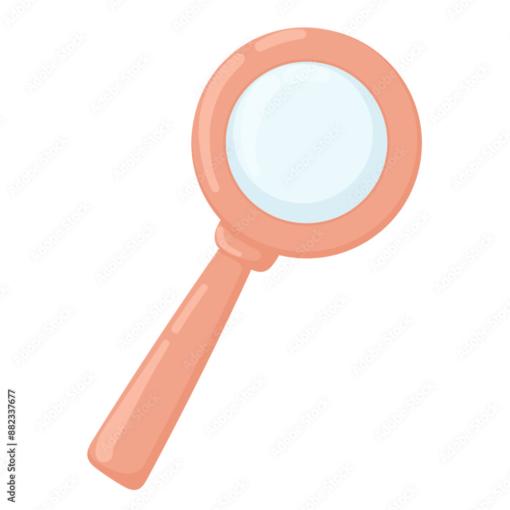 Magnifying glass illustration in cartoon vector style. Flat illustration of magnifying glass isolated on white background. Magnifying glass illustration in cartoon vector style. Flat illustration of magnifying glass isolated on white background.