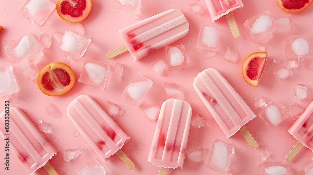 Obraz premium Ice popsicle ice cream on peach background