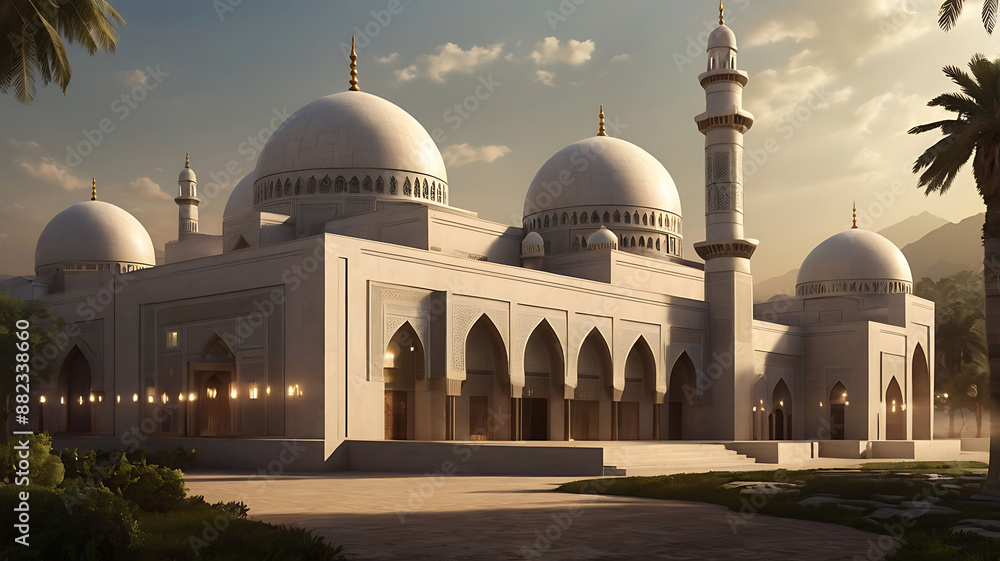 Obraz premium amazing architecture design of muslim mosque ramadan, 