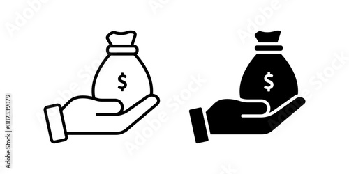 Money bag icon set. Financial Symbol. for mobile concept and web design. vector illustration on white background