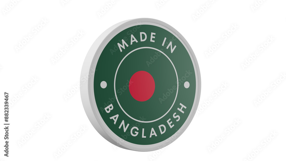 Made in Bangladesh . Circle country flag product label round pinback button banner simple. Transparent backgound. 3d rendered with alpha channel. Round shape. Made in Bangladesh . Circle country flag product label round pinback button banner simple. Transparent backgound. 3d rendered with alpha channel. Round shape.