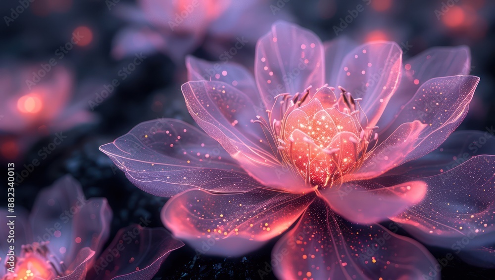 Glowing Flower, Delicate and Dreamy Glowing Flower, Delicate and Dreamy