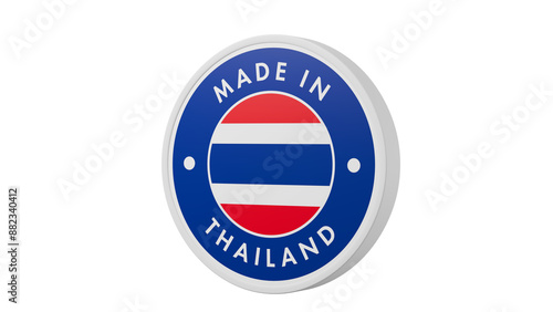 Free Download Made in Thailand. Circle country flag product label round pinback button banner simple. Transparent backgound. 3d rendered with alpha channel. Round shape. - GFXLoad