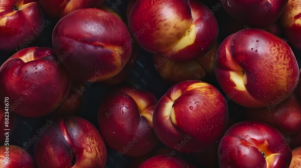 Close up of multiple organic nectarines on a dark backdrop Close up of multiple organic nectarines on a dark backdrop