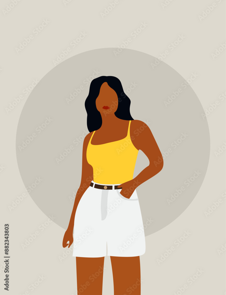 Illustration of brunette girl on grey background. Illustration of brunette girl on grey background.