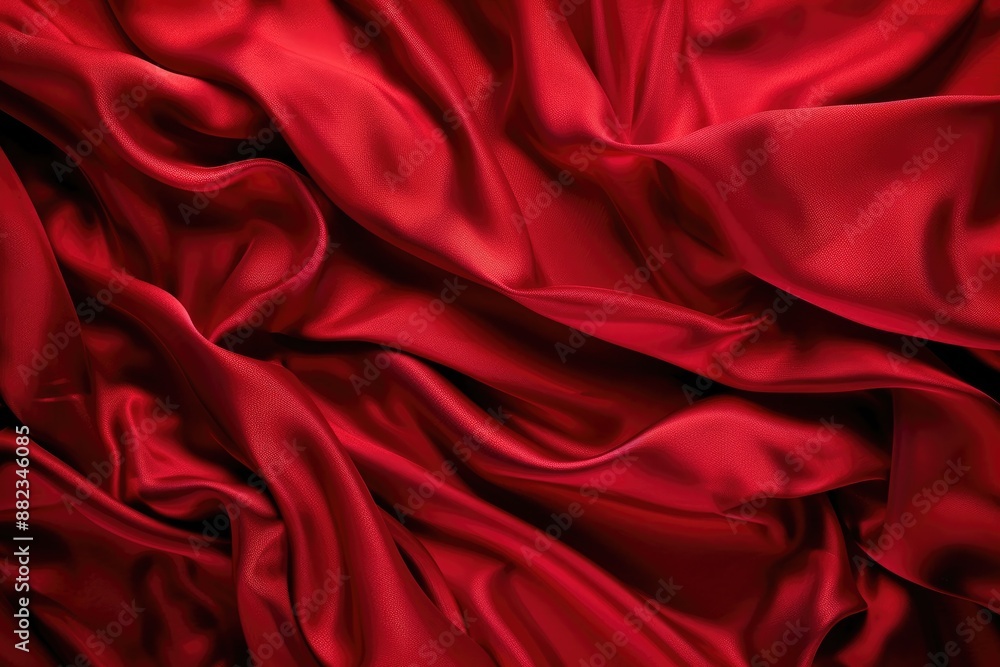 Obraz premium Heartfelt Red Silk Adorned with LOVE for Exquisite Banner Background