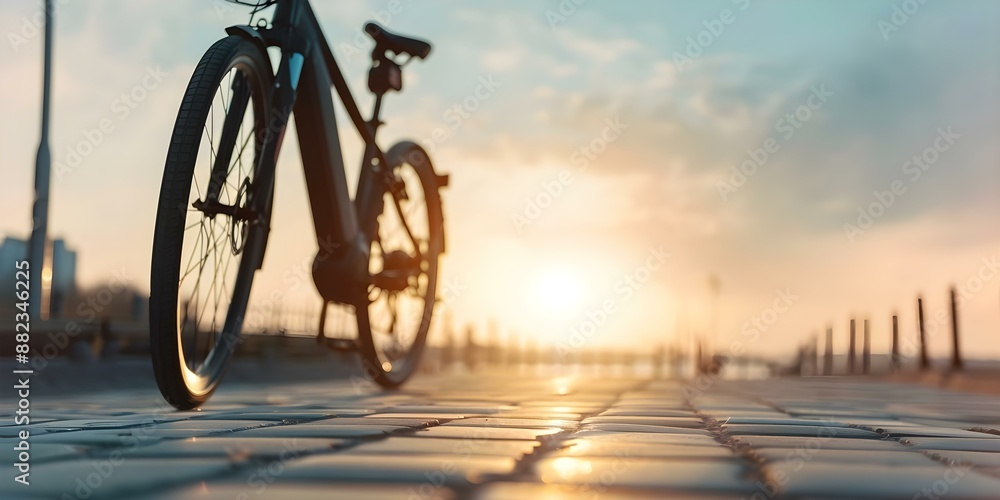 Fototapeta premium Electric bikes combine traditional cycling with modern electric power for efficient transportation. Concept Sustainable Transport, E-bikes, Urban Commuting, Eco-friendly Transportation