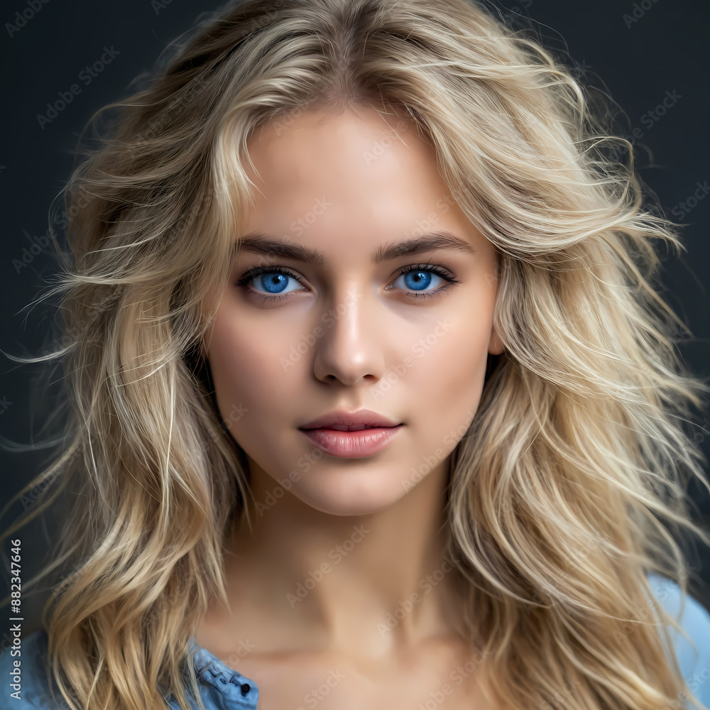 Blonde Woman with Blue Eyes