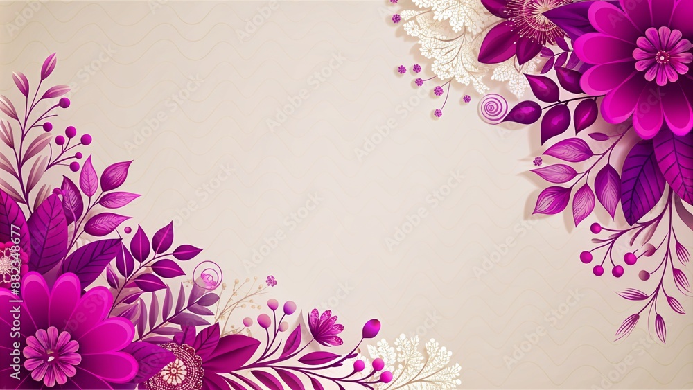 Fototapeta premium Luxury wedding frame floral flowers and leaves invitation card background