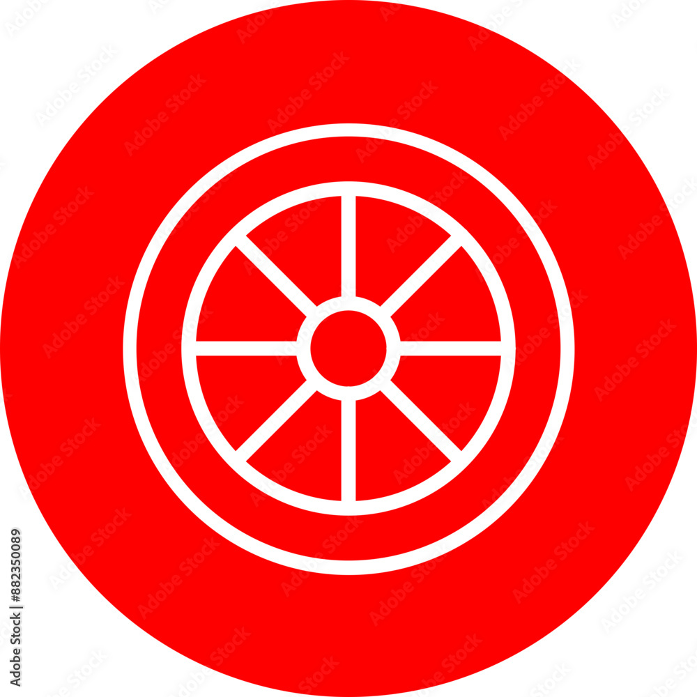 Fototapeta premium Wheel Vector Line White Circle Red