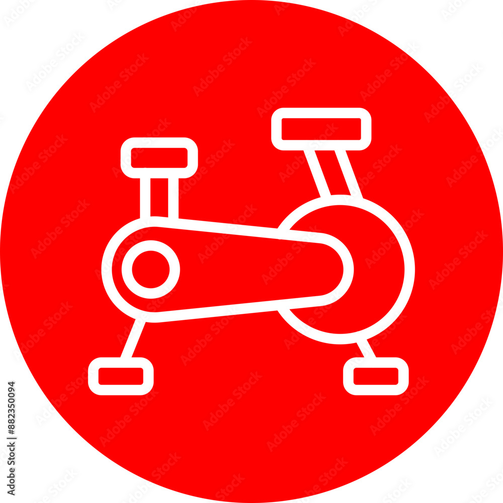 Exercising Bike Vector Line White Circle Red Exercising Bike Vector Line White Circle Red