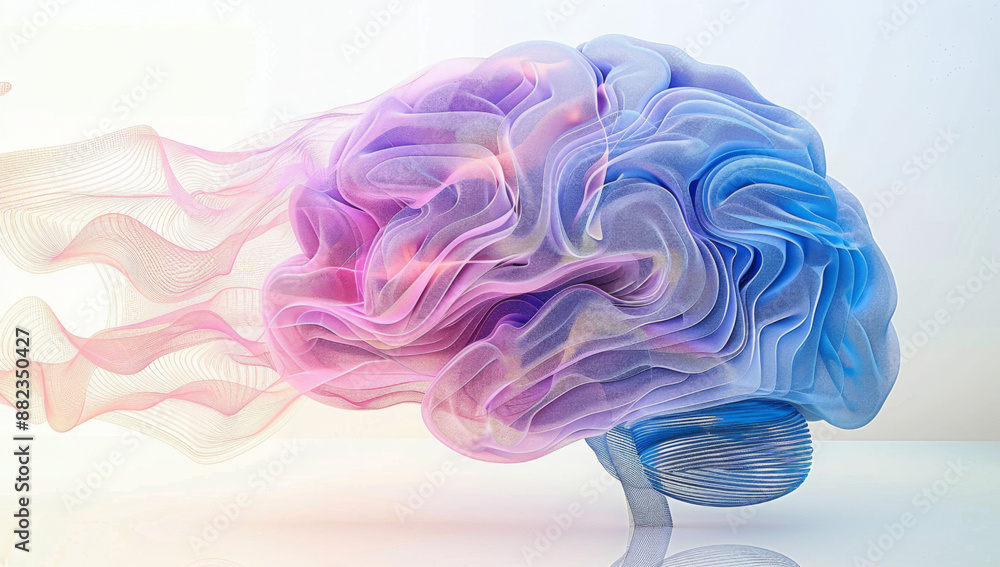 © FATNA - Digital brain illustration with pink and blue gradients on a white background