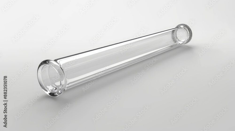 3D render of an empty test tube isolated on a white background