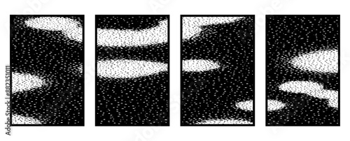 Set of 4 Abstract black and white pattern. For use in graphics. Minimalist illustration for printing on wall decorations