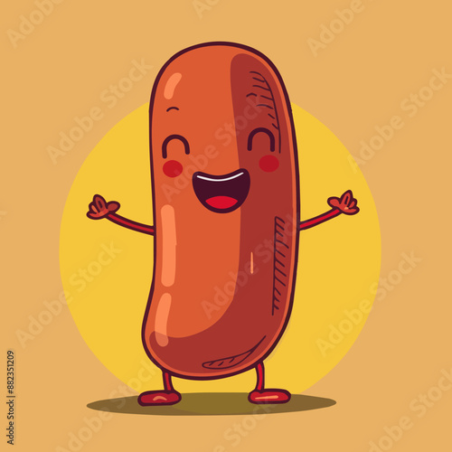 Cute Cartoon Sausage Hot Do...
